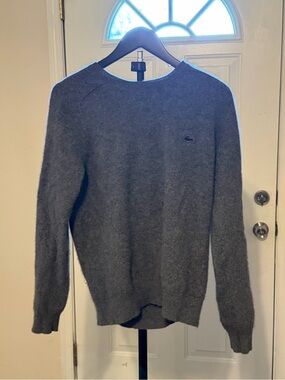 Lacoste Men's Gray Fuzzy Knit Crewneck Sweater US XL